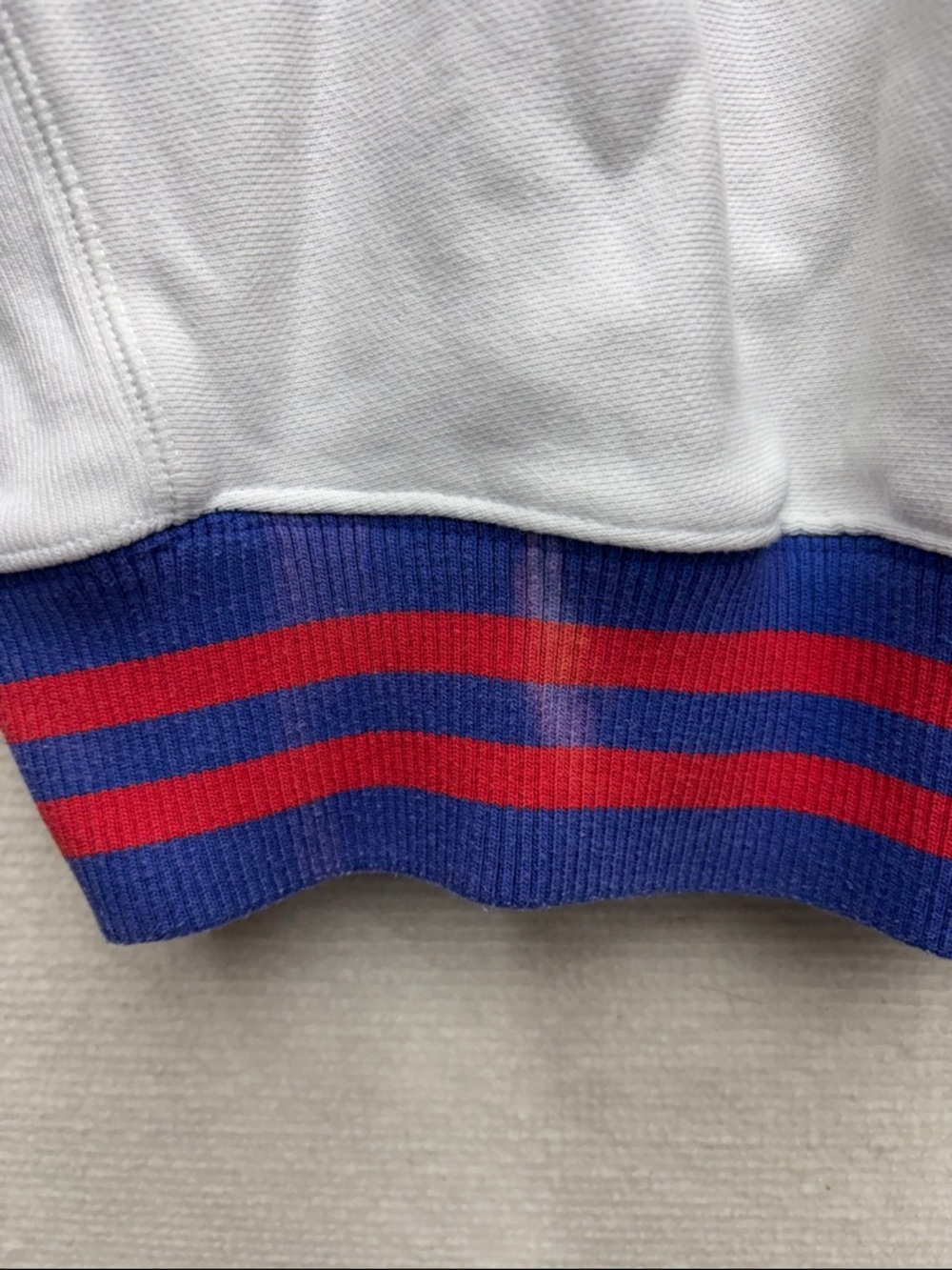 Champion | White Crewneck with Blue Script and Red Ribbing medium reverse weave - Picture 5 of 9